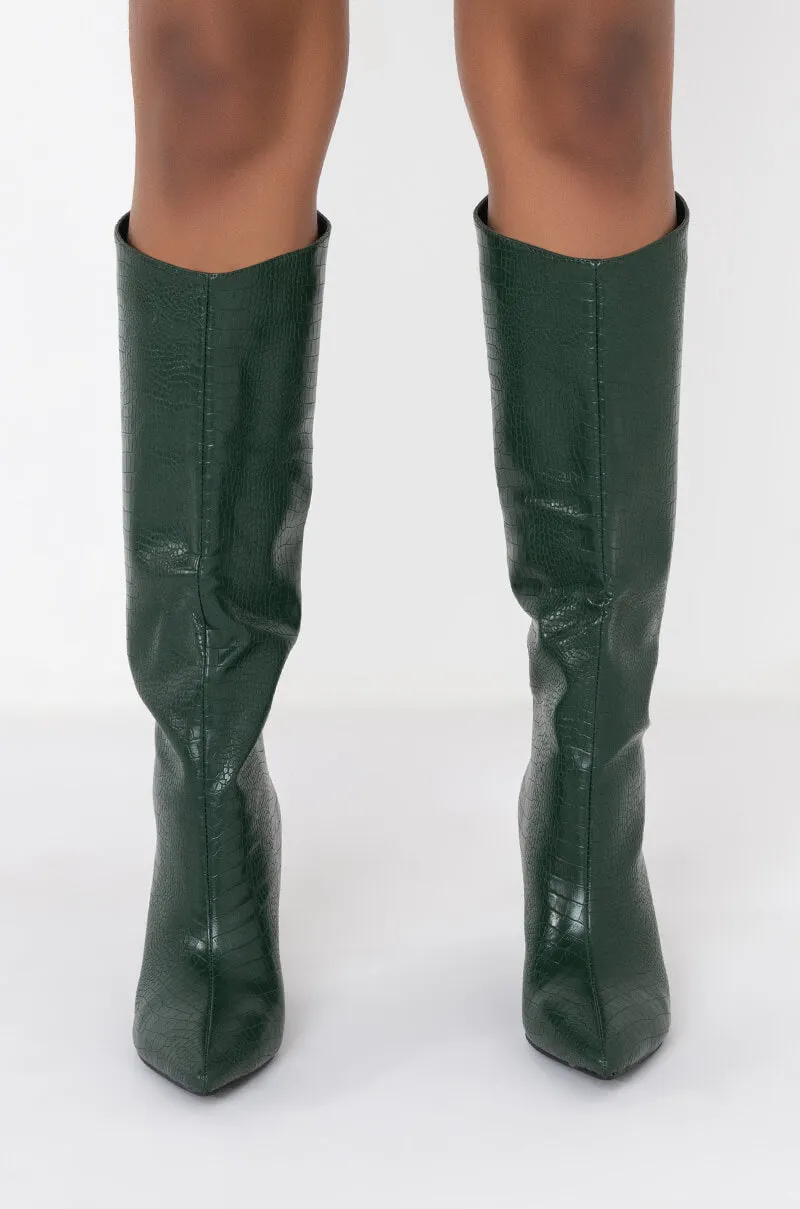 AZALEA WANG FALL FOR YOU STILETTO BOOT IN GREEN