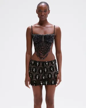 BEADED VELVET LACE MINI SKIRT (RUNWAY)