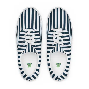 Blue and White Stripes Women’s lace-up canvas shoes