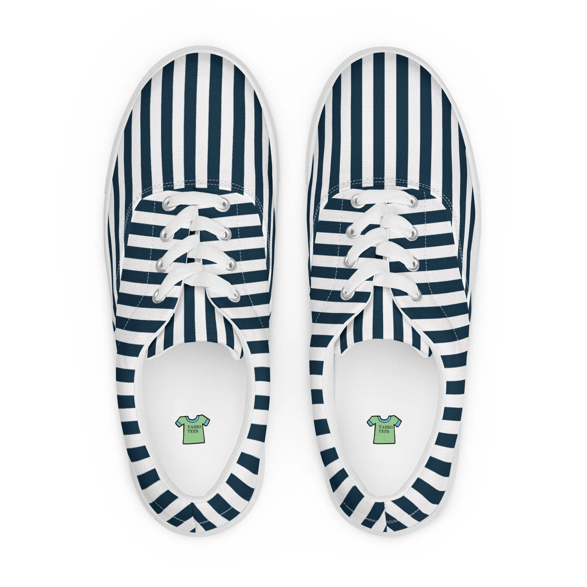 Blue and White Stripes Women’s lace-up canvas shoes