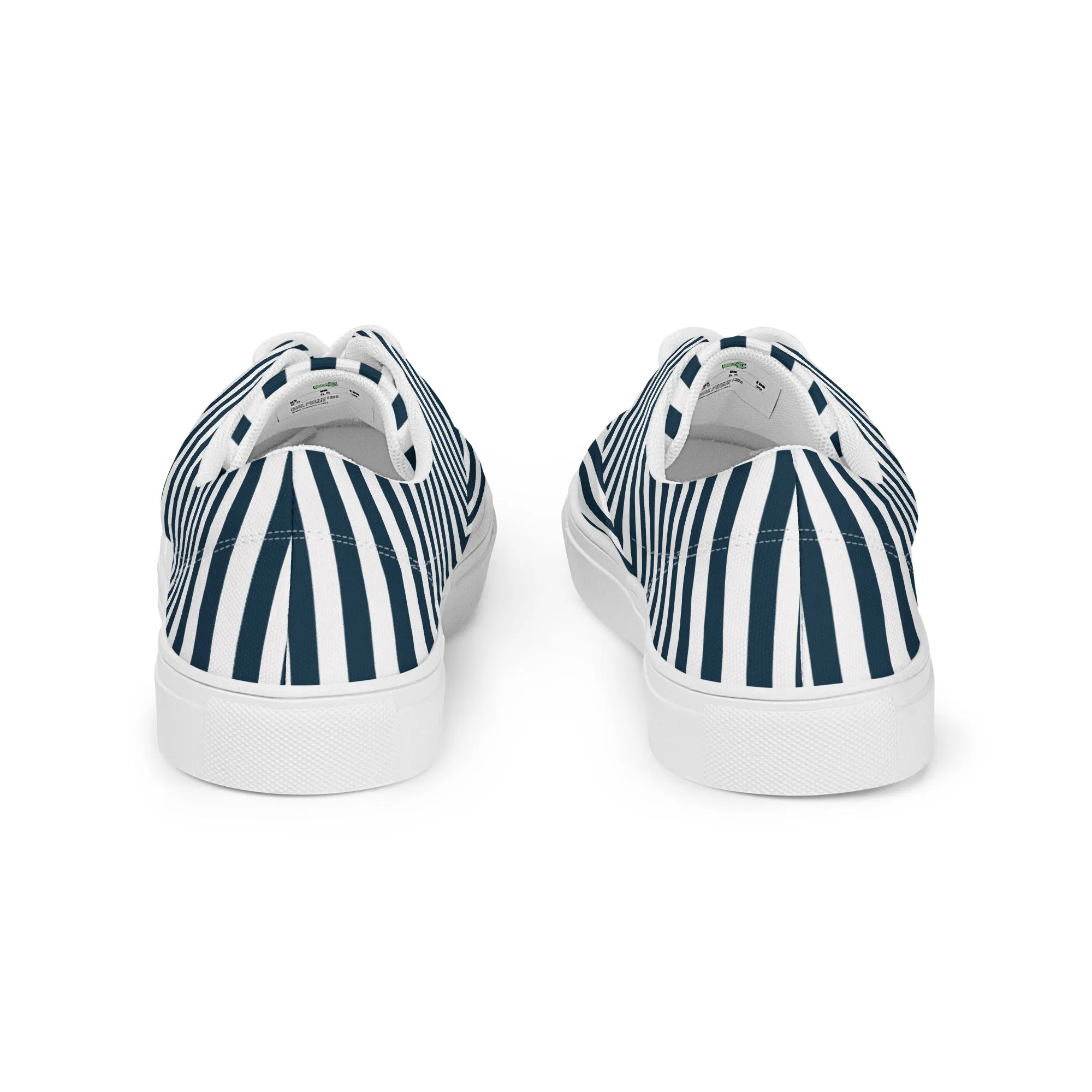 Blue and White Stripes Women’s lace-up canvas shoes