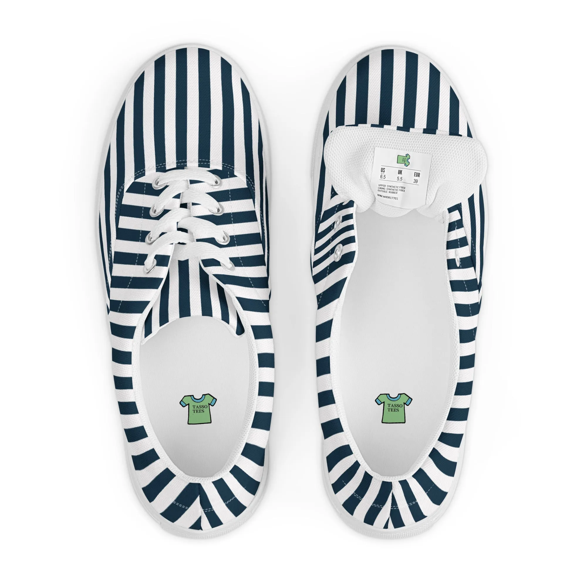 Blue and White Stripes Women’s lace-up canvas shoes