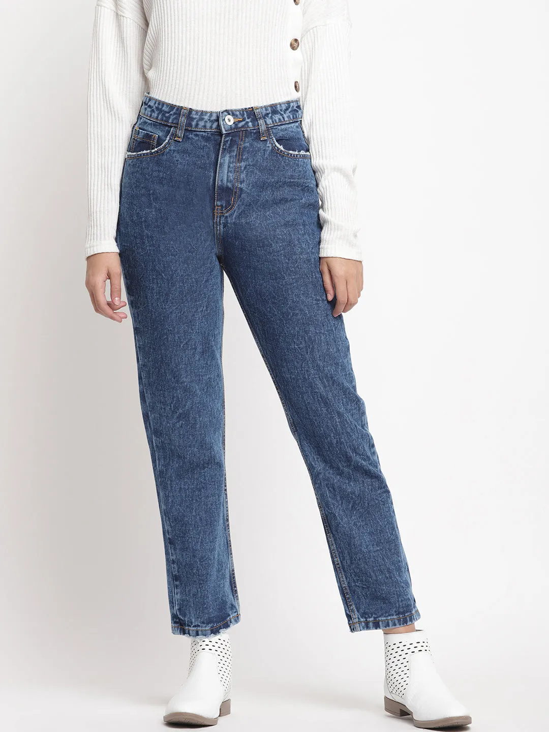 Dark Blue Mom Fit Jeans
