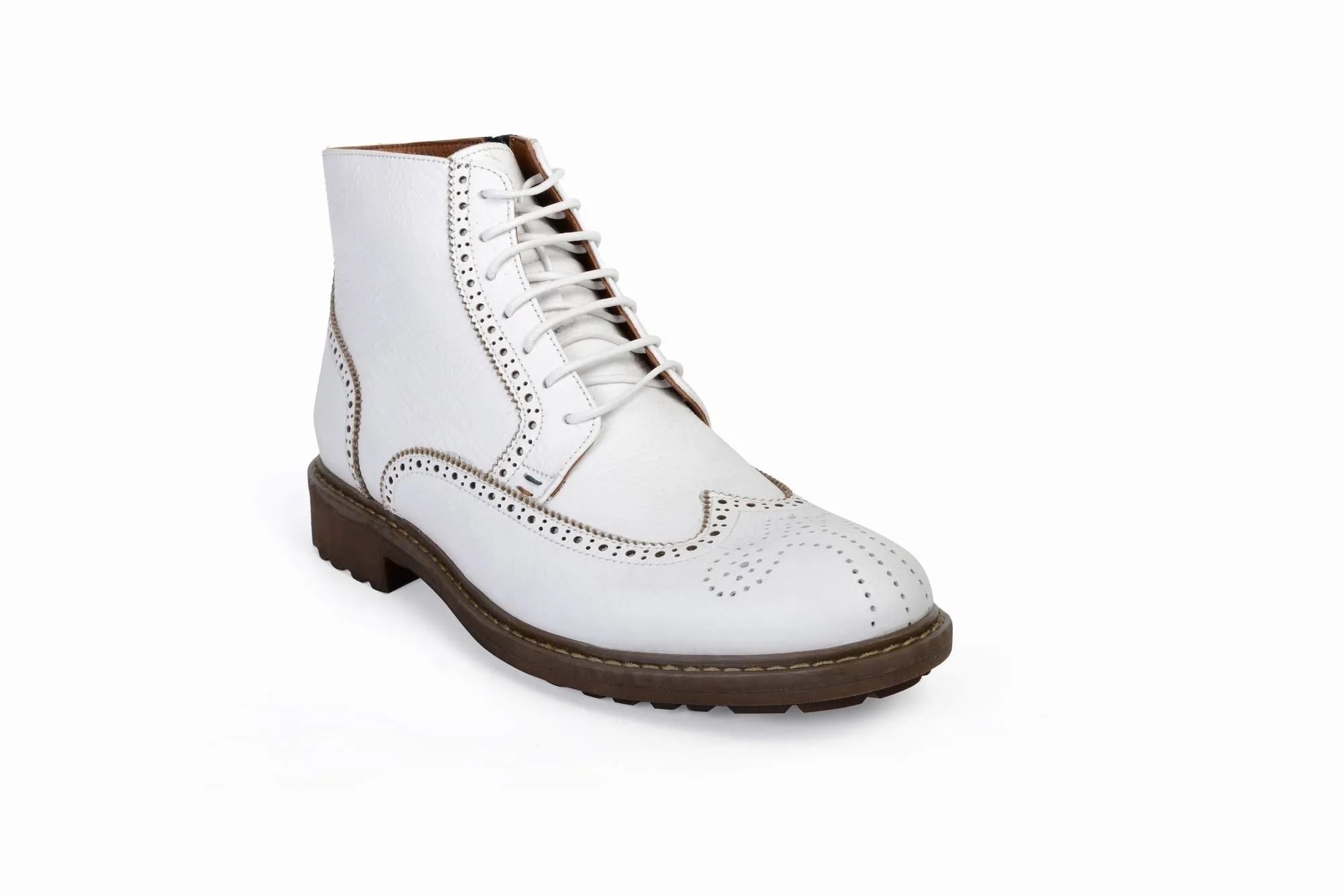 FOOT FEDERATION DERBY WINGTIP MENS BOOT WHITE