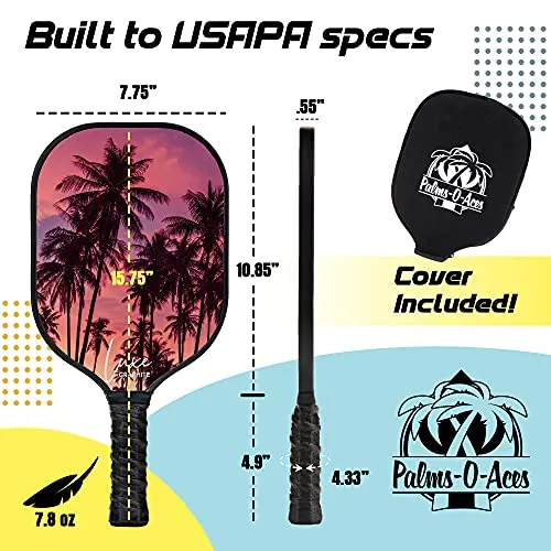 Graphite Pickleball Paddle with Cover - Lightweight Pickleball Racket for Beginners to Professionals - Optimized Grip Pickle Ball Racket for Indoor or Outdoor Sports - Meets USAPA Specs - Single