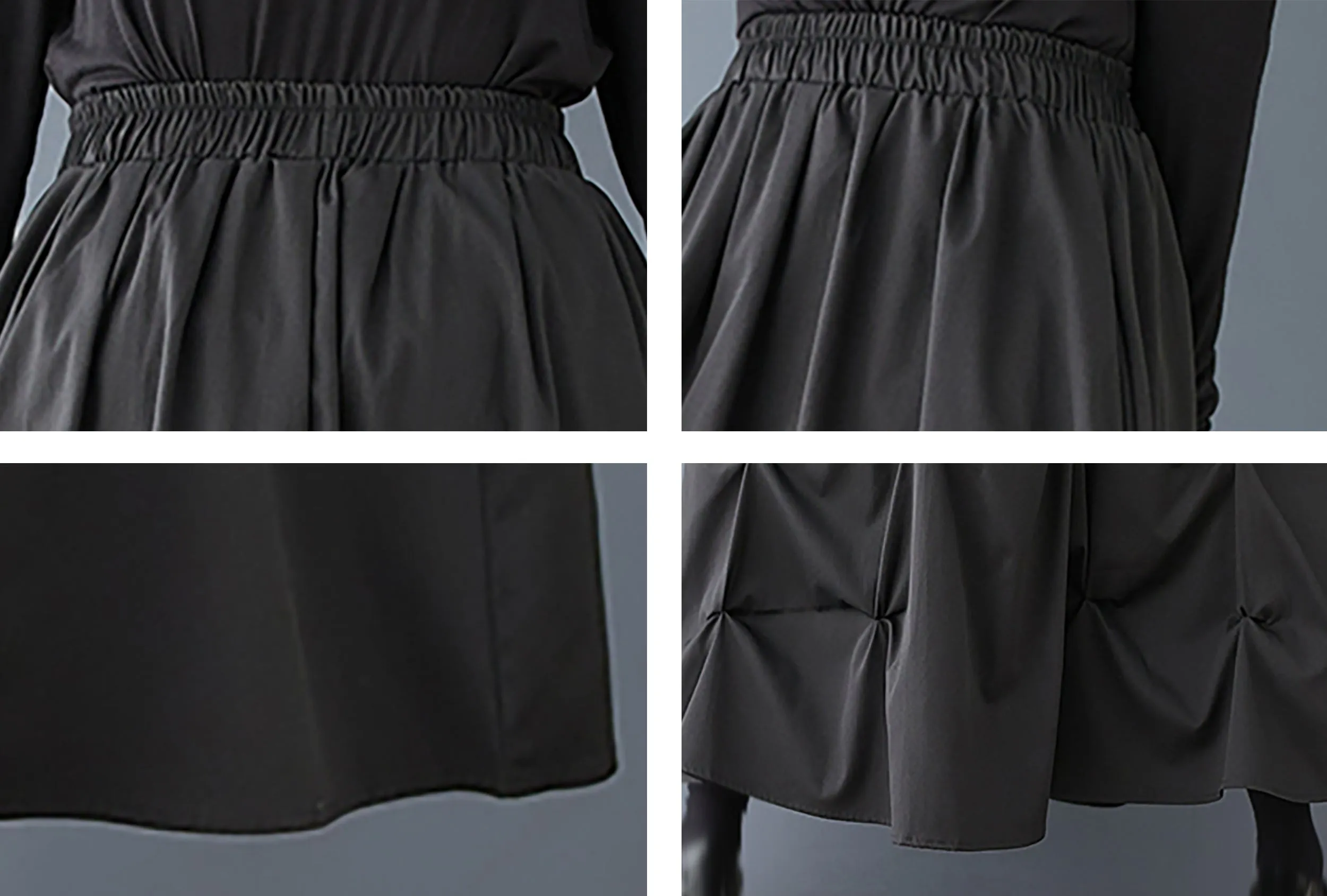 High Elastic Waist Pleated Irregular Skirt
