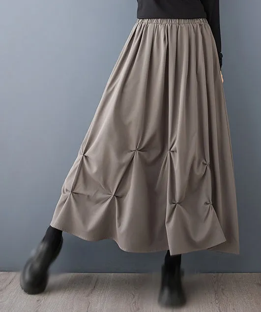 High Elastic Waist Pleated Irregular Skirt