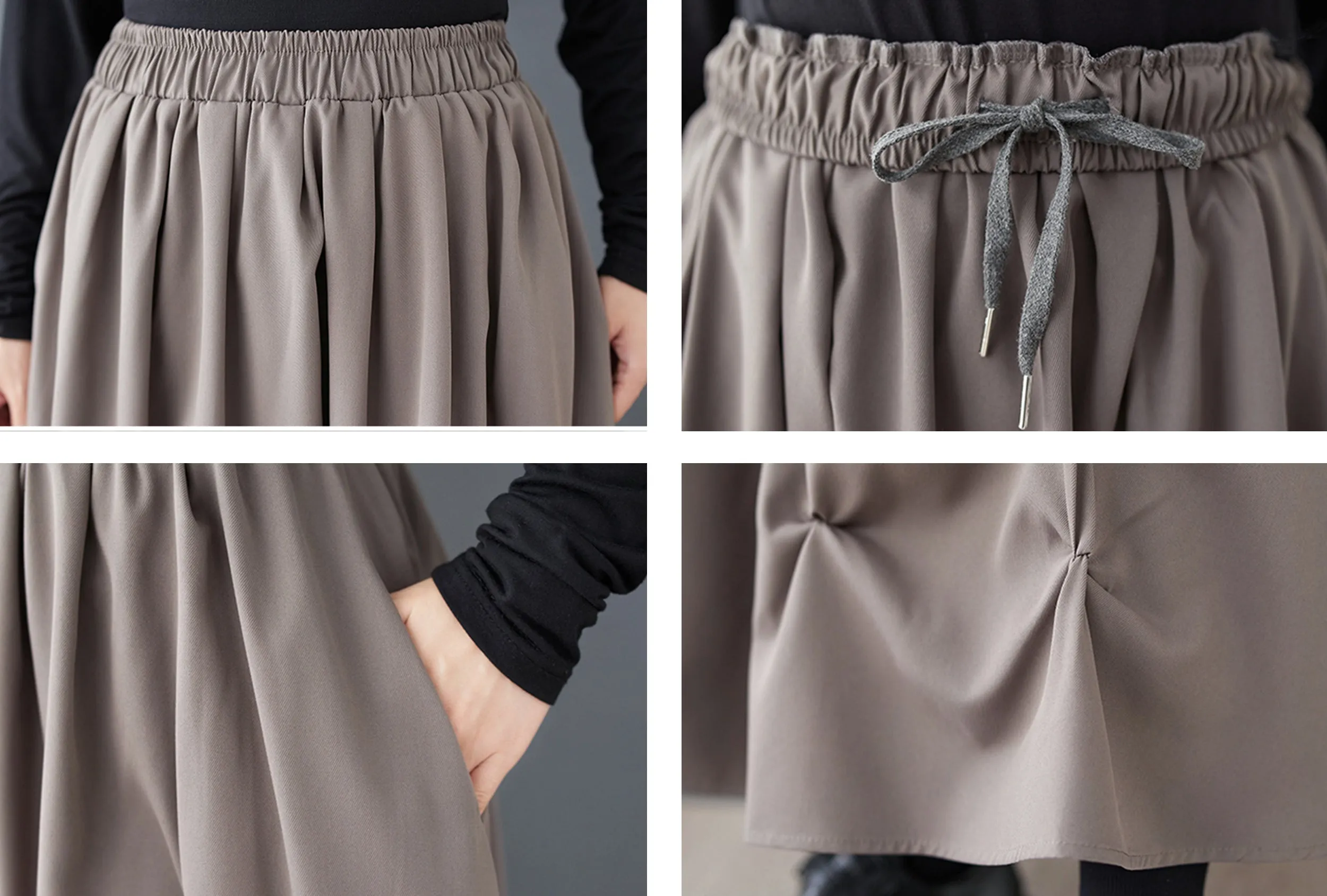High Elastic Waist Pleated Irregular Skirt