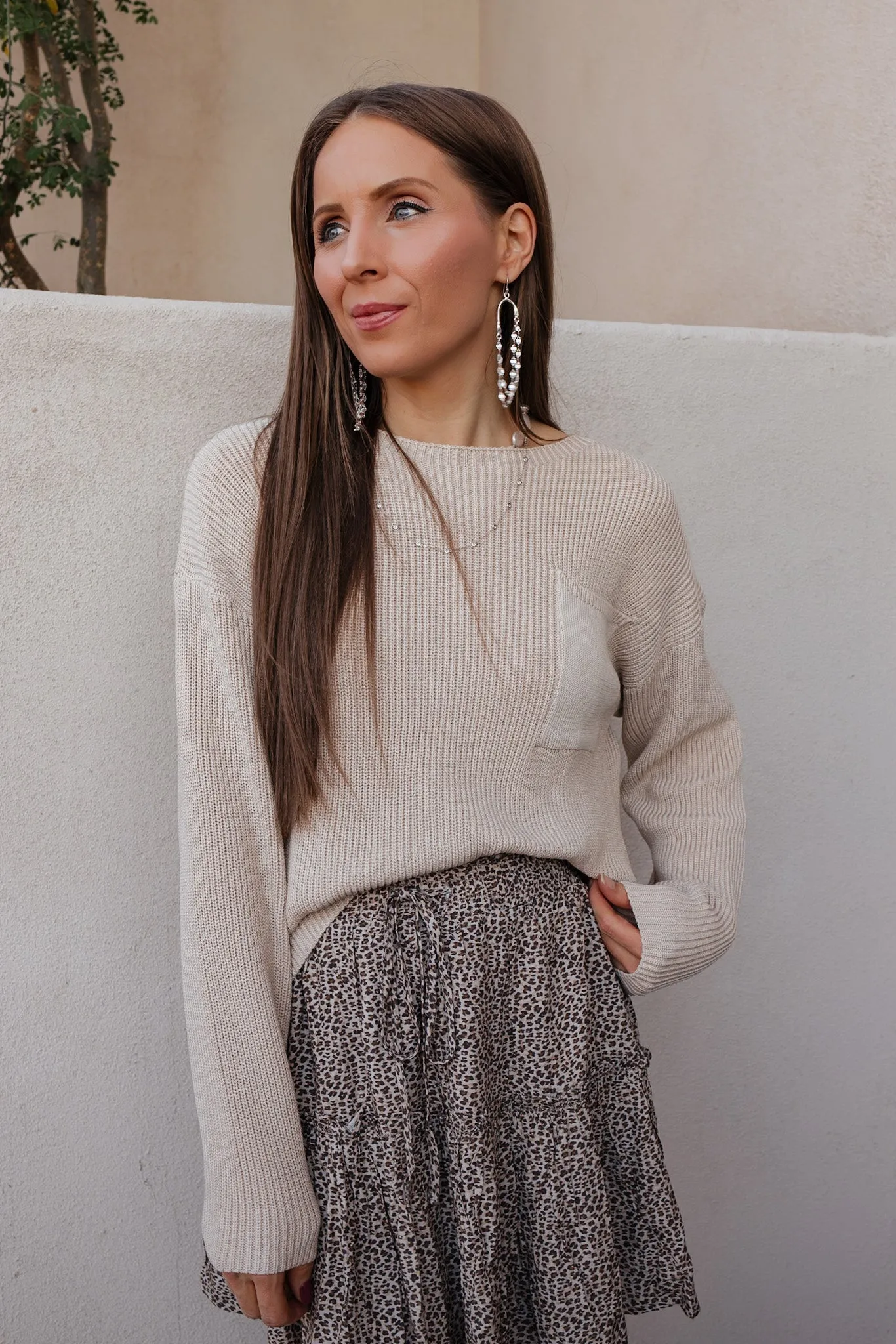 Mandy Micro-Ribbed Pocket Sweater