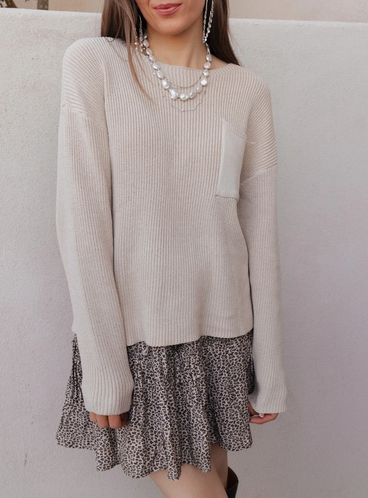 Mandy Micro-Ribbed Pocket Sweater