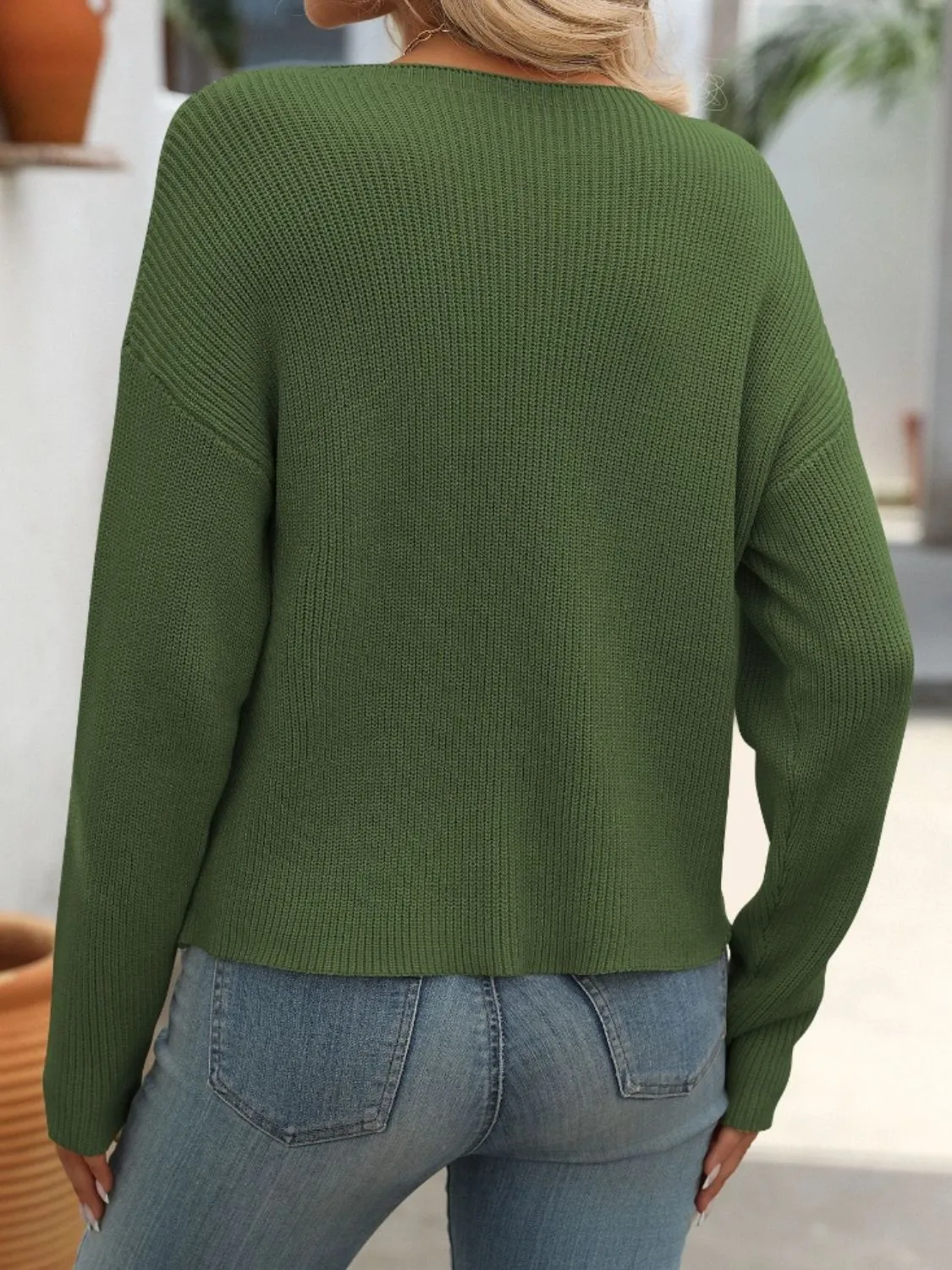 Mandy Micro-Ribbed Pocket Sweater