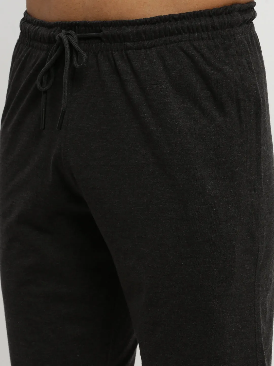 Men Dark Grey Solid Round Neck Co ords Set