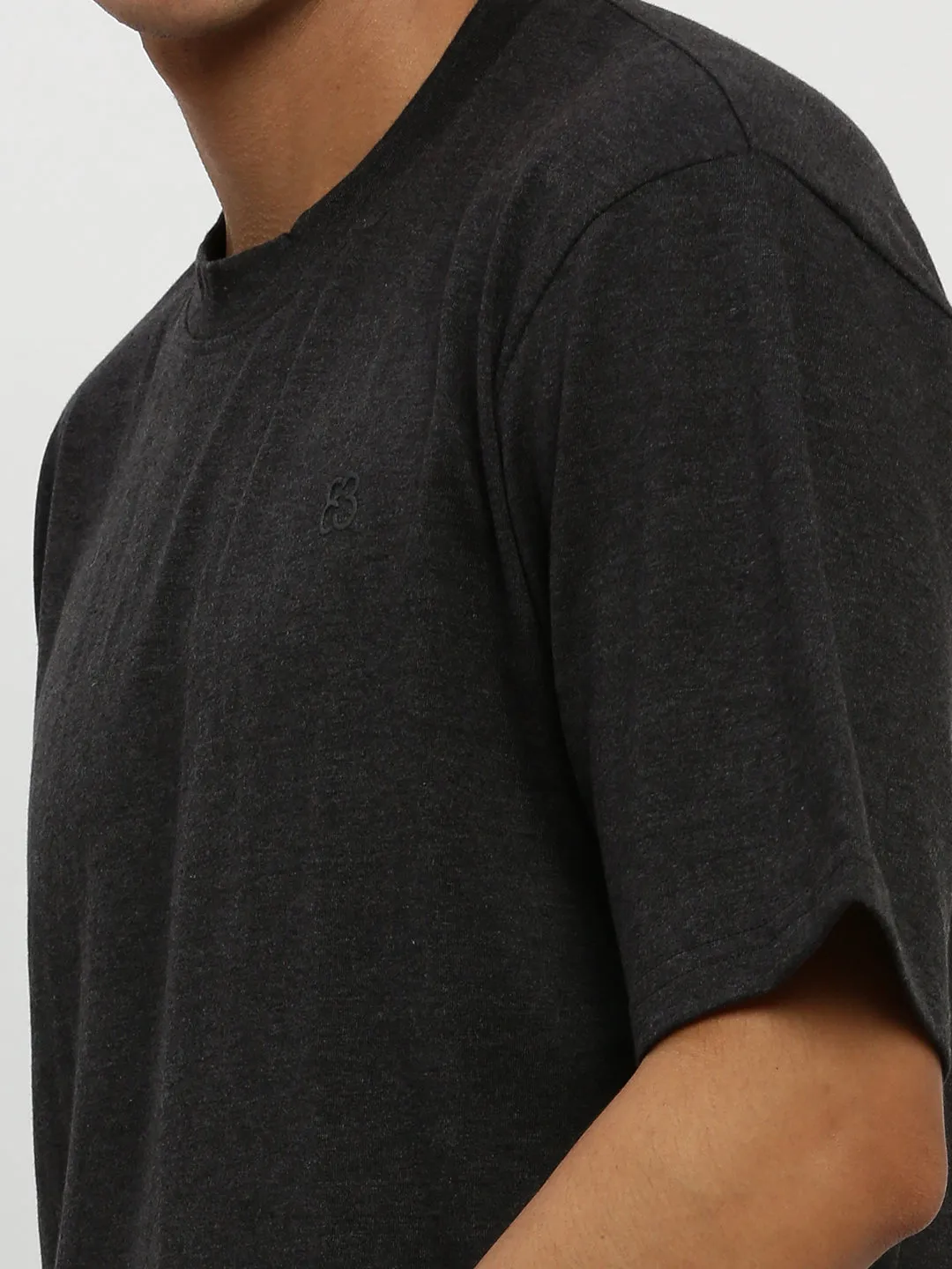 Men Dark Grey Solid Round Neck Co ords Set