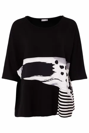Naya NAS25128 Black Stripe Print Top