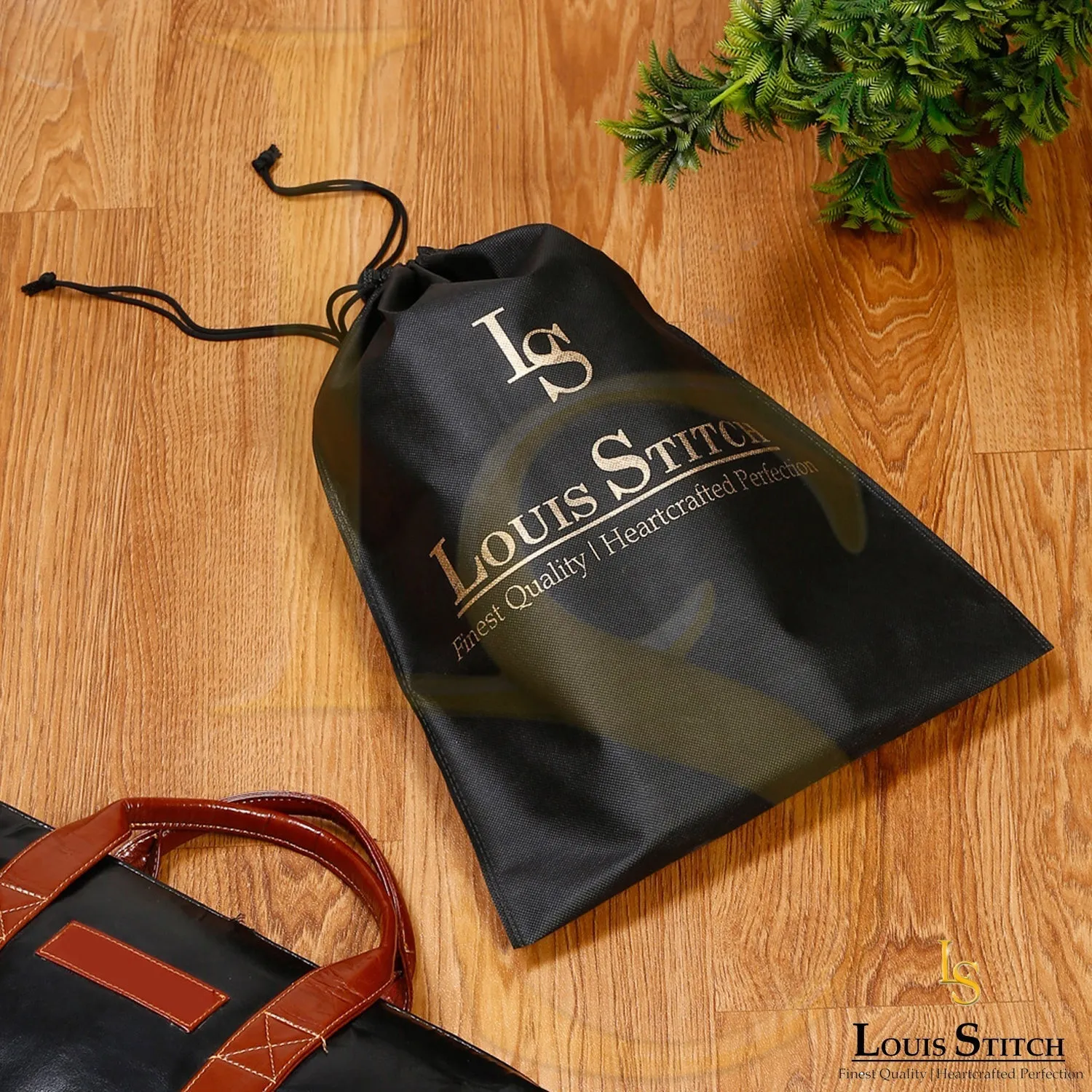 Non Woven Shoe Bag Pack Of  16 Black Plain & Beige See-Thru