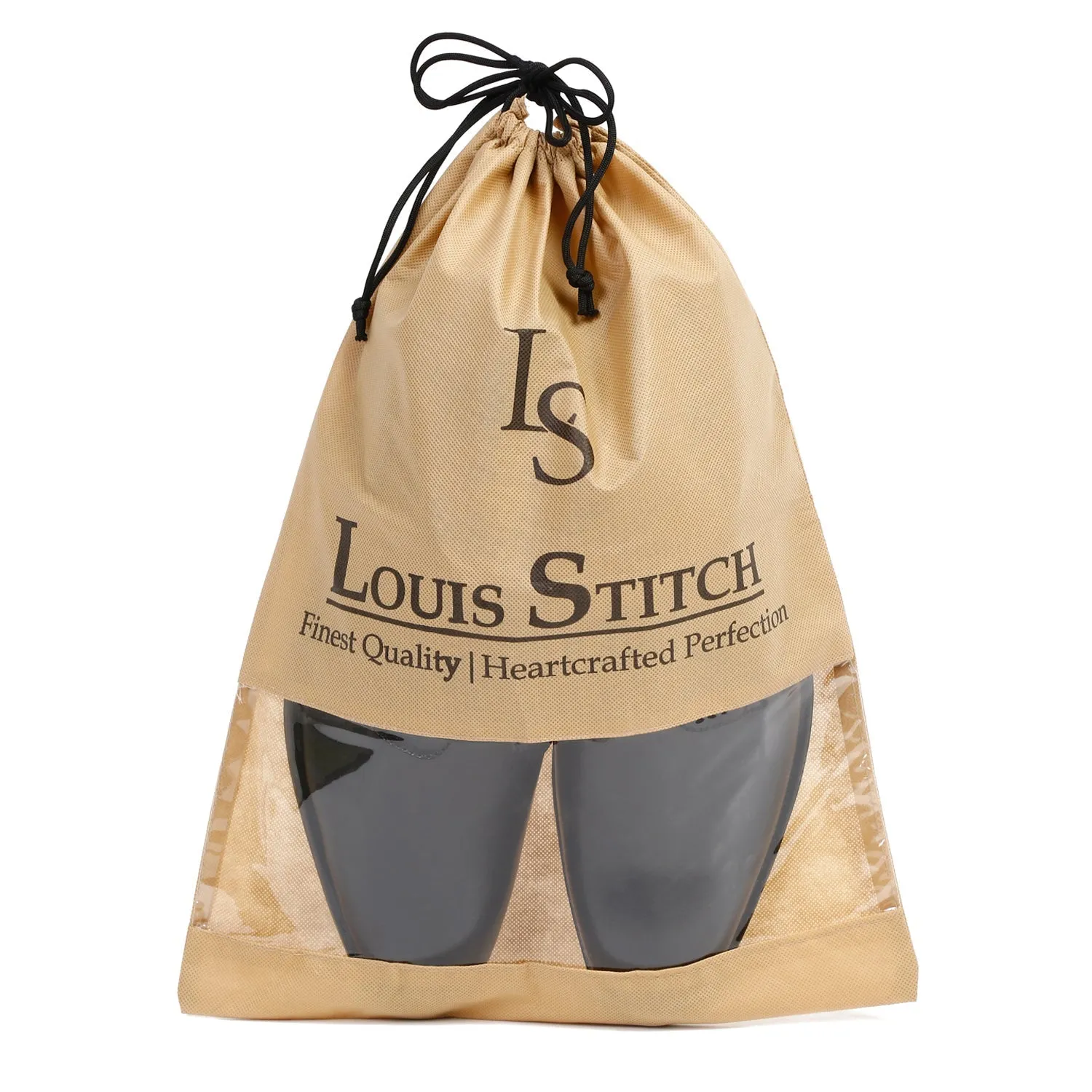 Non Woven Shoe Bag Pack Of  16 Black Plain & Beige See-Thru