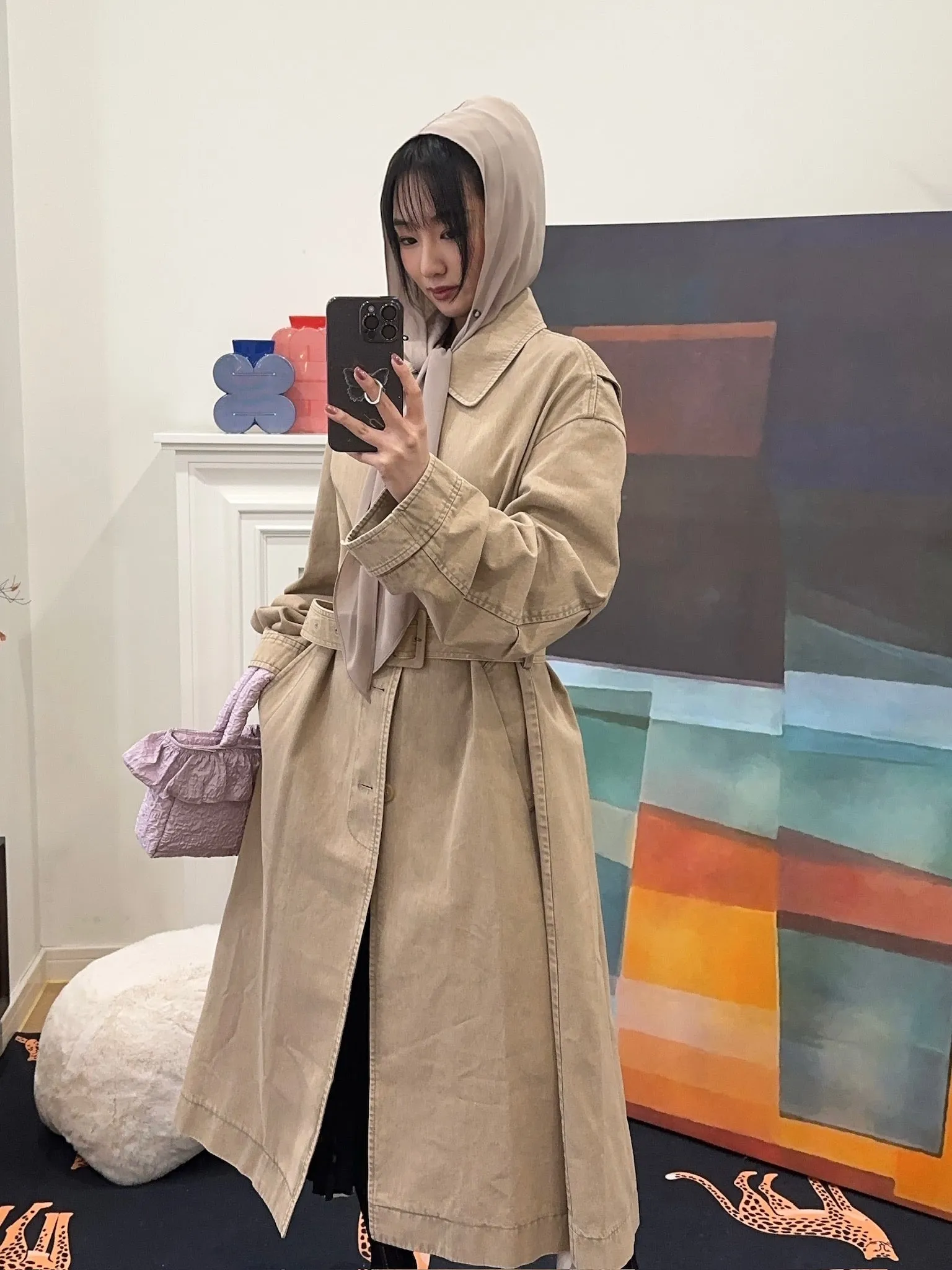OPEN YY - DETACHABLE SCARF TRENCH COAT