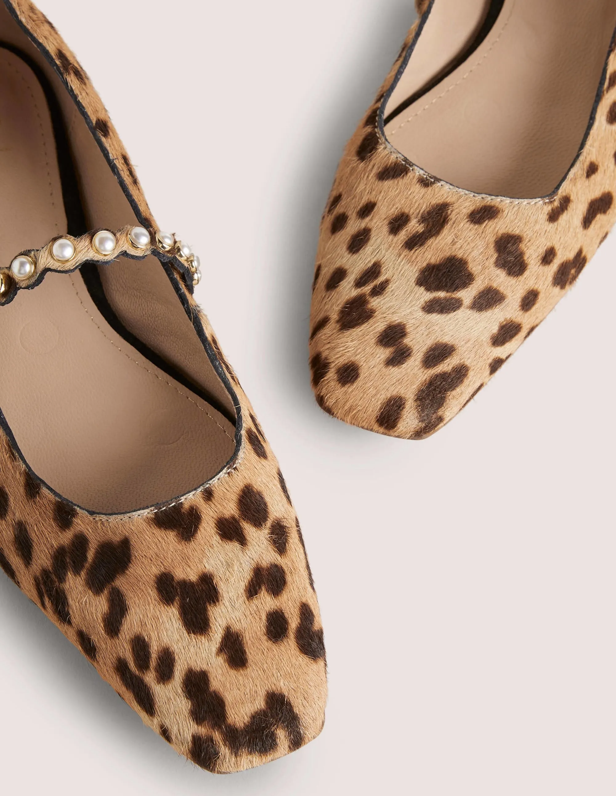 Pearl Strap Ballerina Flats-Cheetah