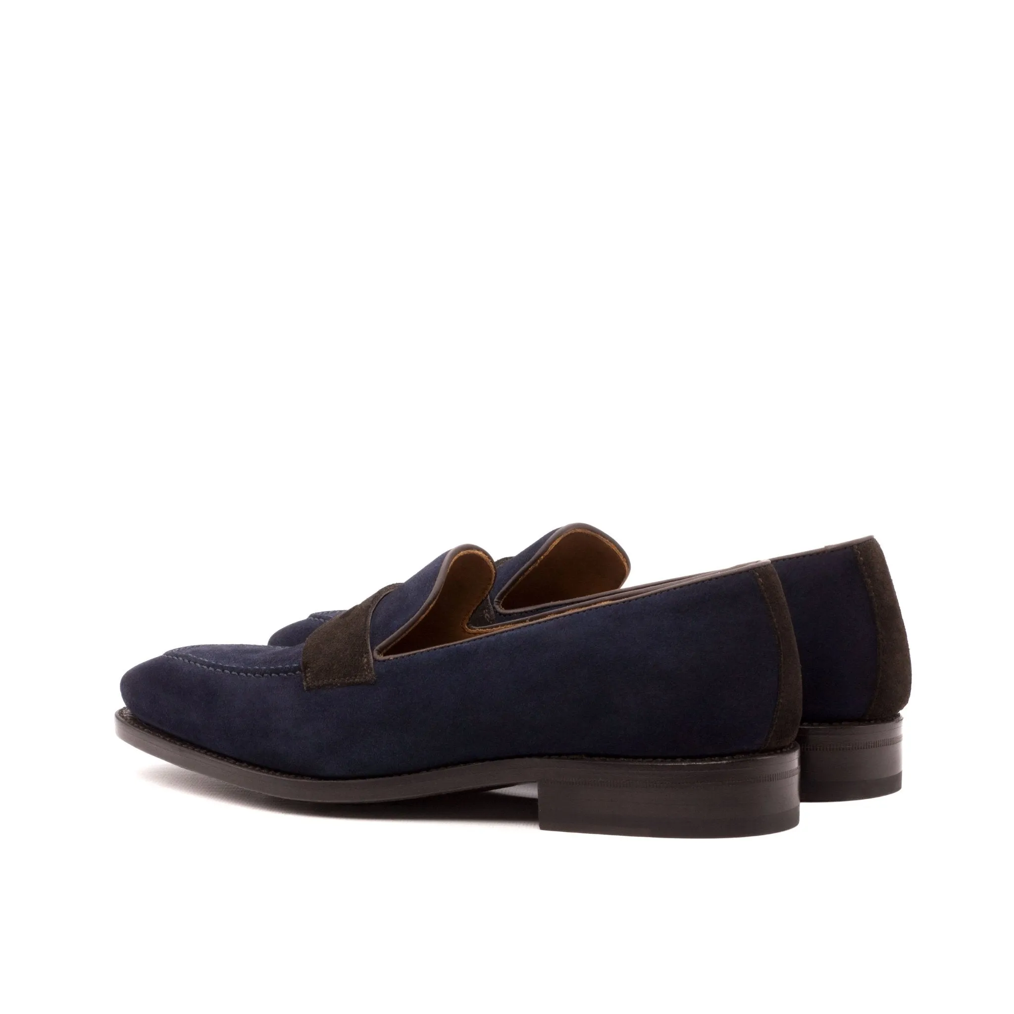 Penny Loafer in Navy and Brown Suede