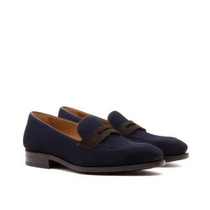 Penny Loafer in Navy and Brown Suede