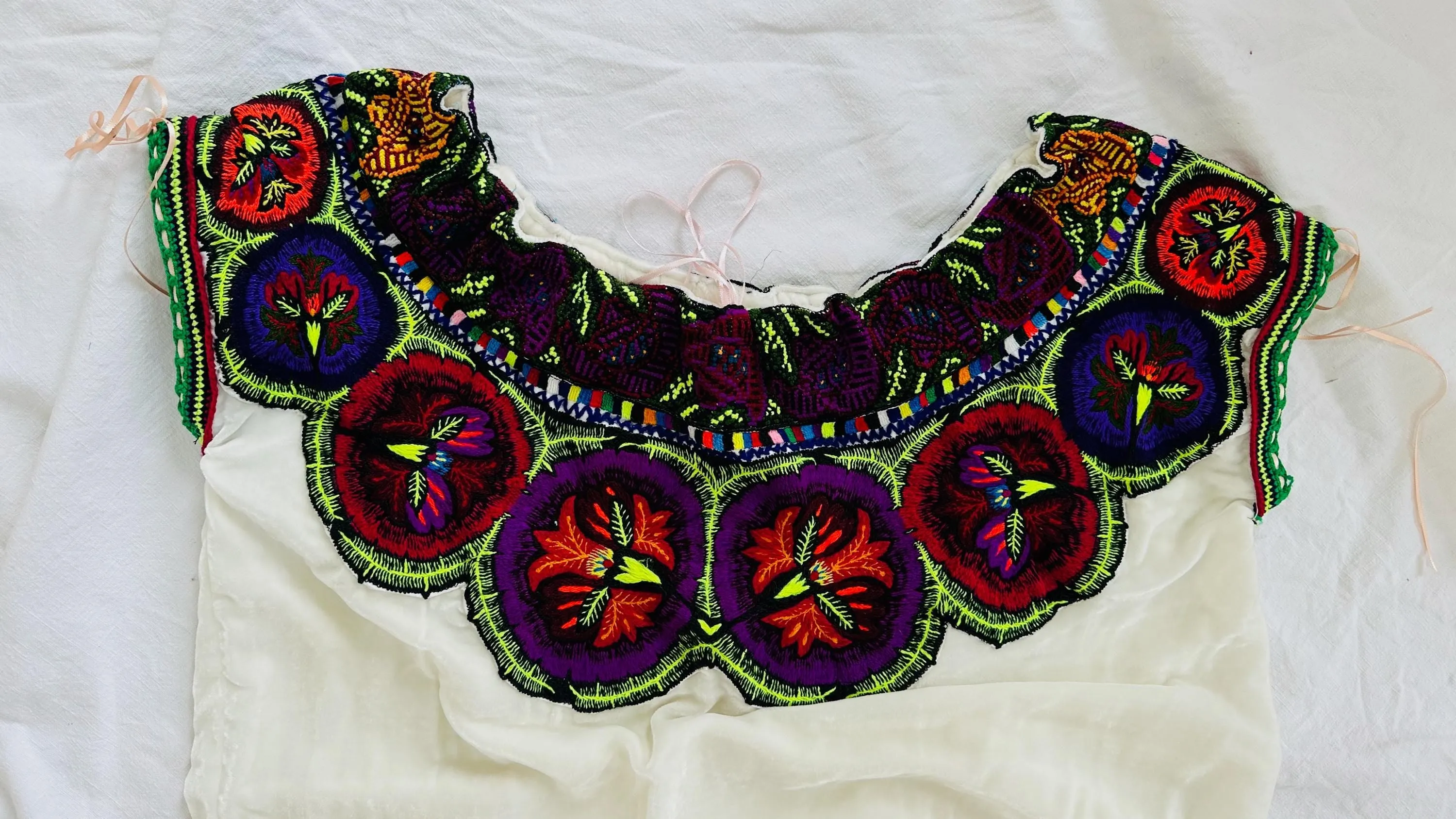 Silk Velvet Embroidered Dress. Repurposed Ocosingo Embroidery. Mayan Made Mexican Dress.