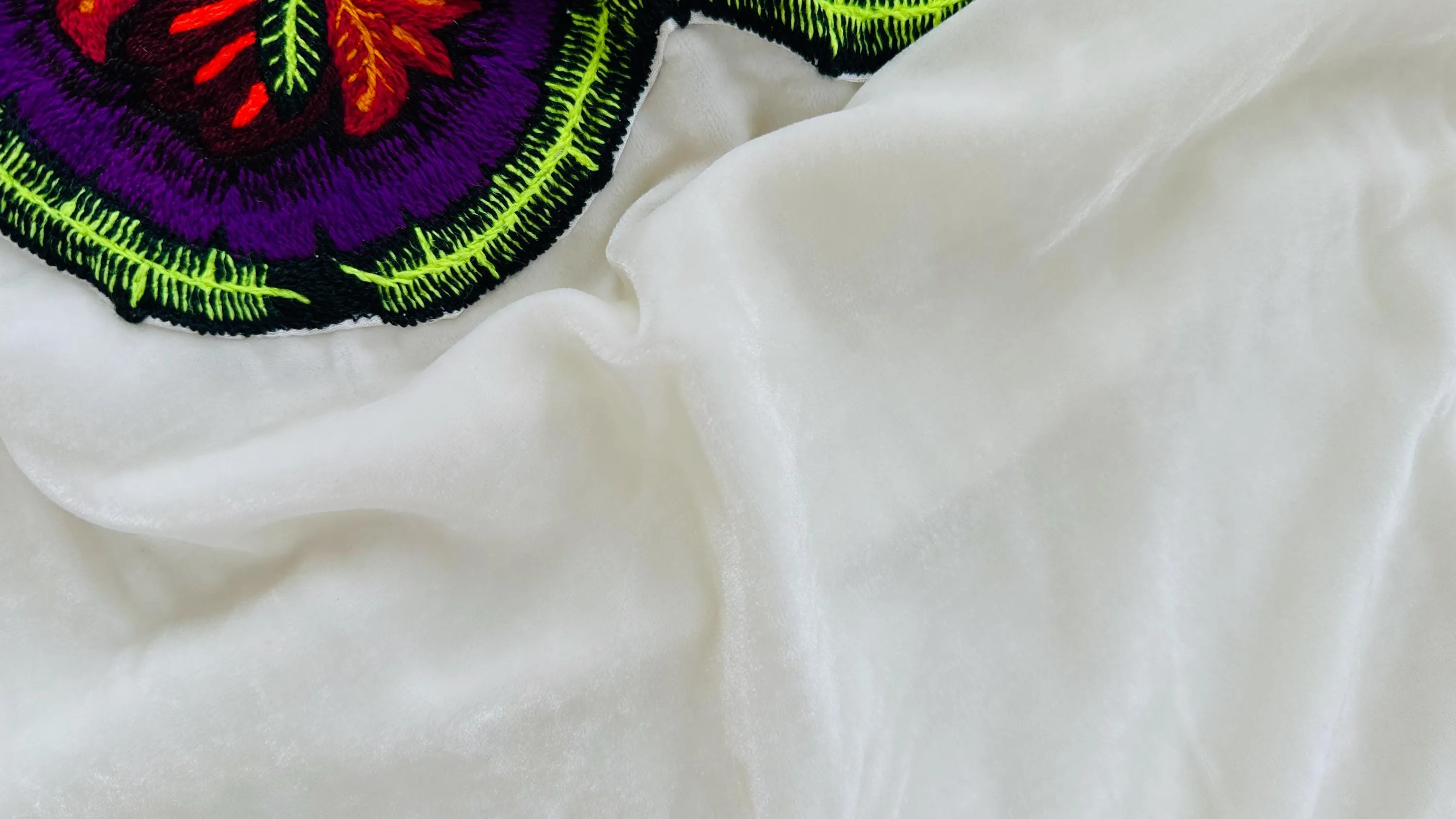 Silk Velvet Embroidered Dress. Repurposed Ocosingo Embroidery. Mayan Made Mexican Dress.