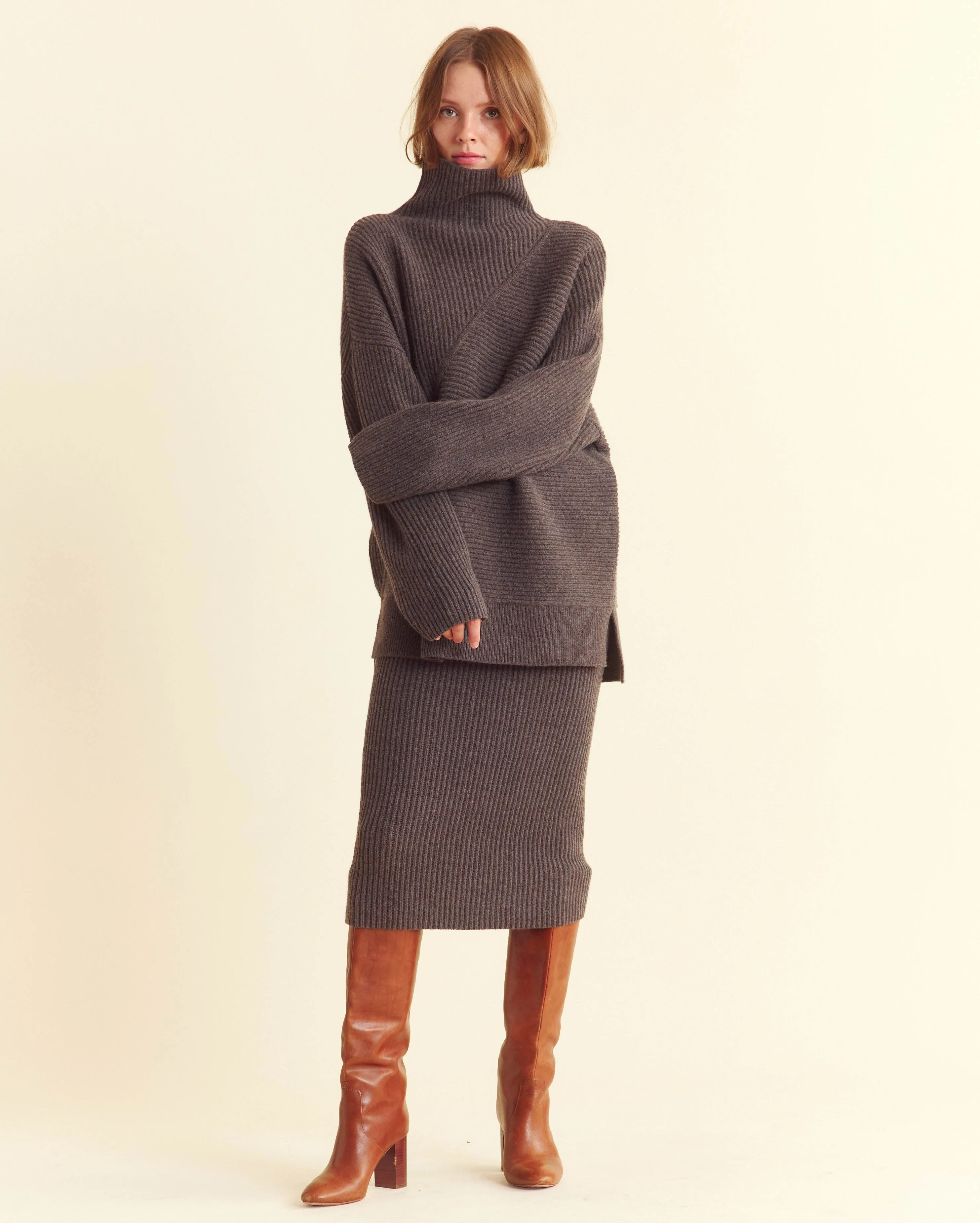 Straight Rib Sweater Skirt