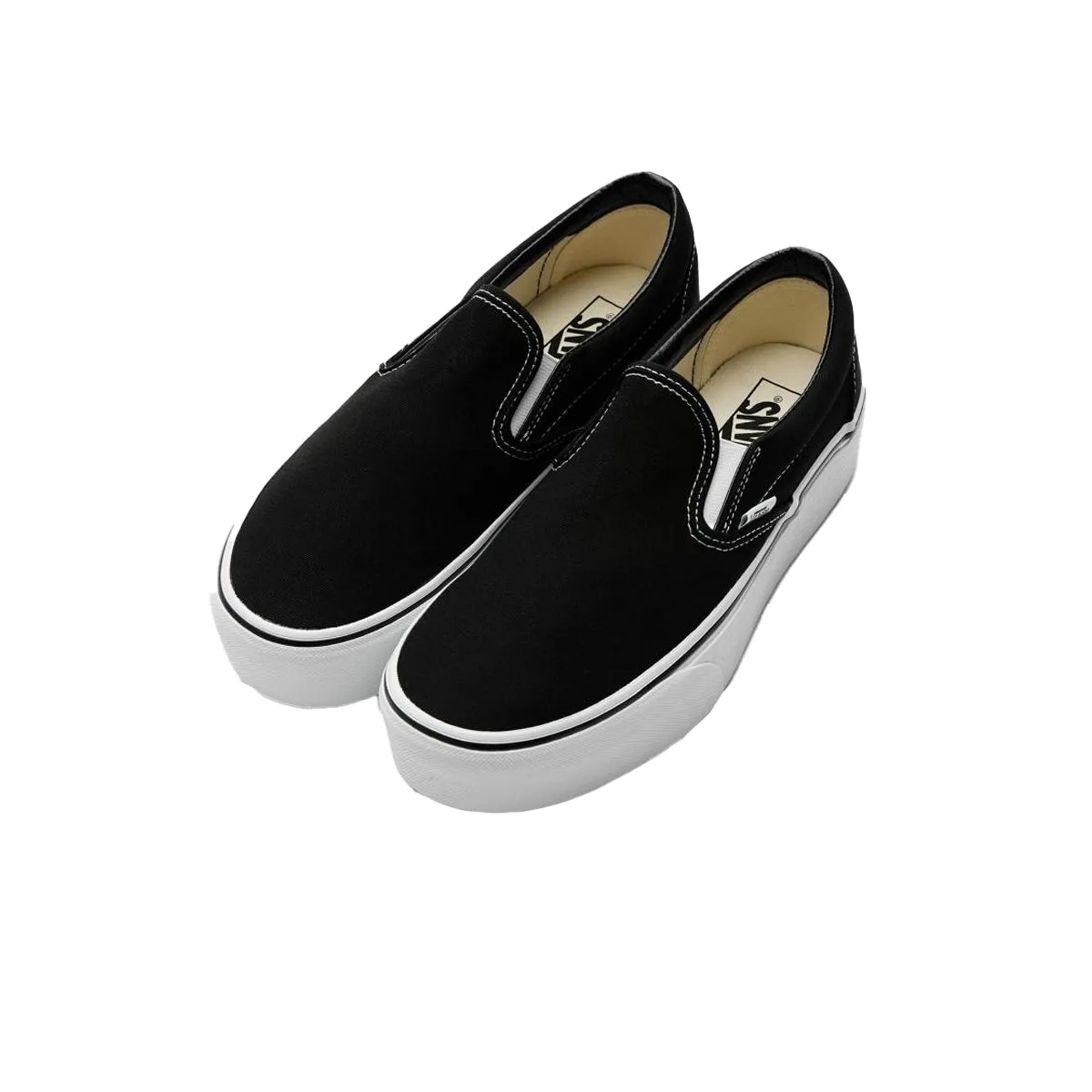 Vans Unisex Classic Slip-On Stackform Skateboarding Shoes VN0A7Q5RBMX Canvas Black/True White
