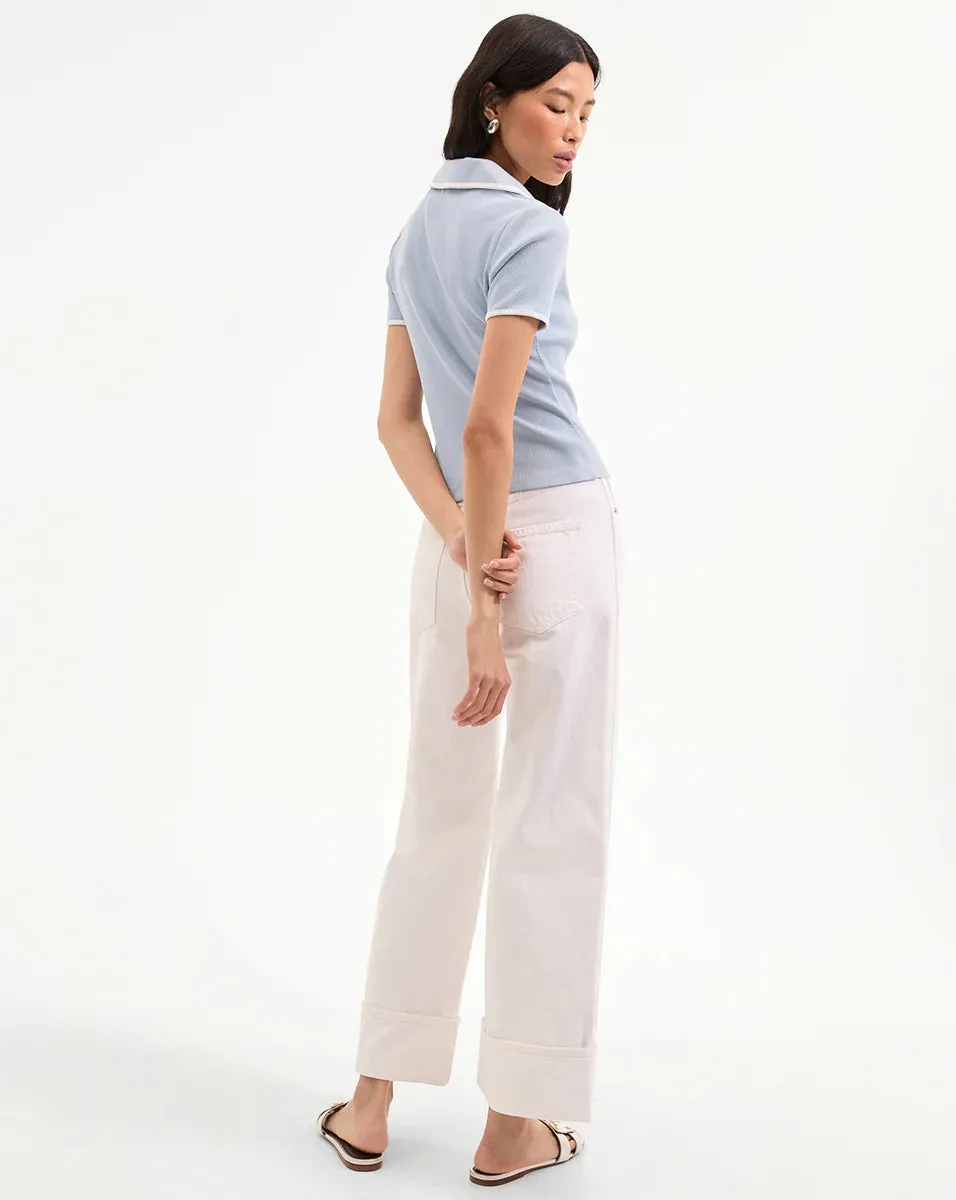VERONICA BEARD KEARNEY TEE WITH CONTRAST PIPING