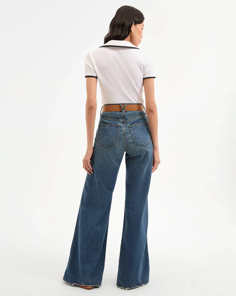 VERONICA BEARD KEARNEY TEE WITH CONTRAST PIPING