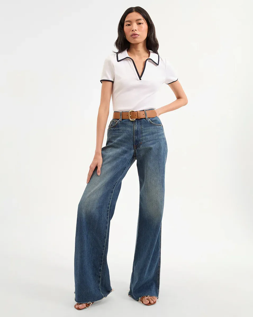 VERONICA BEARD KEARNEY TEE WITH CONTRAST PIPING