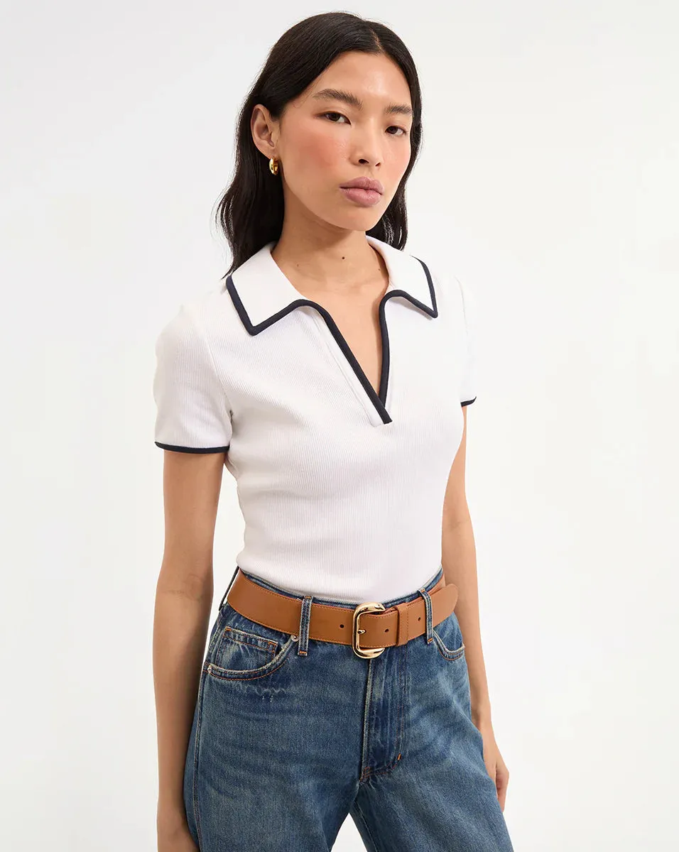 VERONICA BEARD KEARNEY TEE WITH CONTRAST PIPING