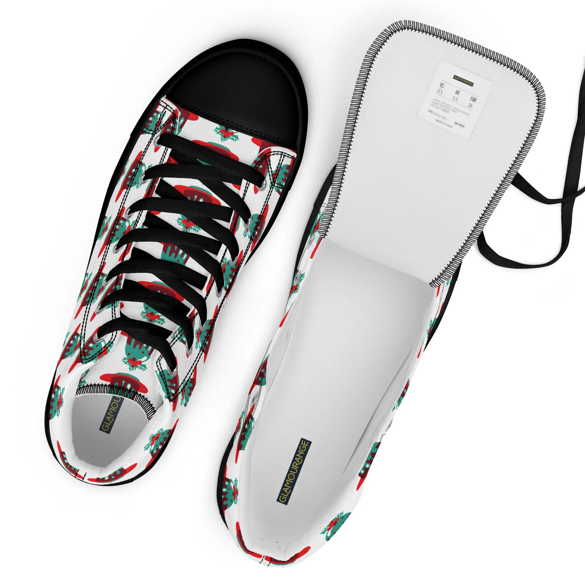 Women Christmas High Top Canvas Shoes (Glamourange Holiday Magic Canvas Shoes For Women - 0020)
